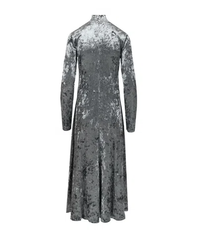 Forte Forte Iridescent Stretch Velvet Turtleneck Dress In Gray