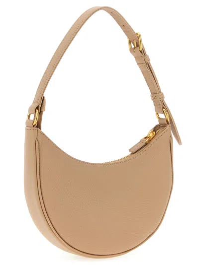 Valentino Le Mini Sac Crescent-shaped Zip-top Shoulder Bag In Neutral