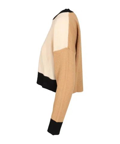 Marni Women Ppnk Color Block Cashmere Cropped Sweater In Neutral