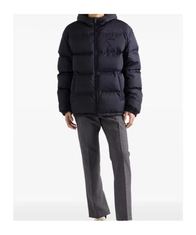 Prada Long Sleeve Down Jacket In Blue