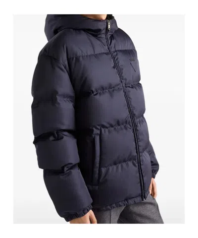 Prada Long Sleeve Down Jacket In Blue