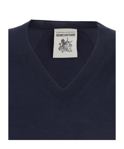 Semicouture V Neck Wool Pull