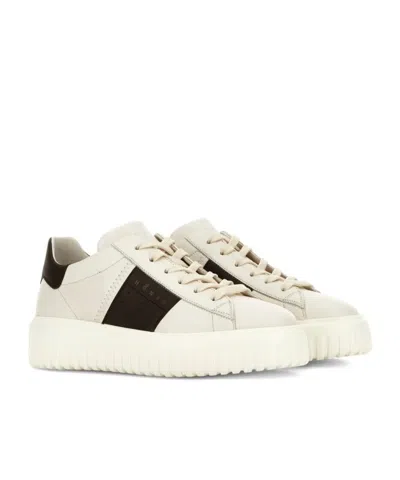 Hogan Sneakers Striped Panel Flat Sole In White
