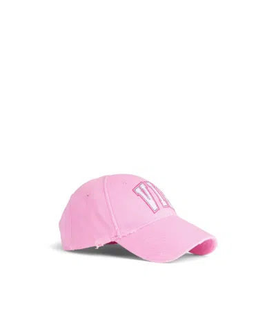 Balenciaga Distressed Cotton Visor Hat With Curved Brim