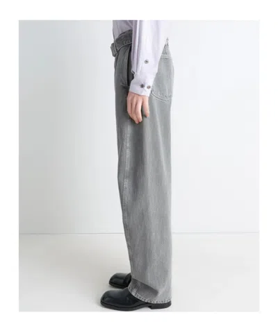 Lemaire Twisted Wide-leg Belted Jeans In Gray