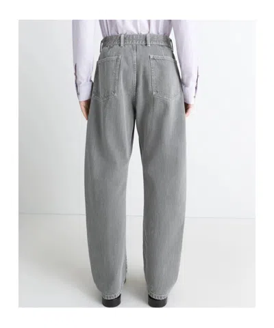 Lemaire Twisted Wide-leg Belted Jeans In Gray