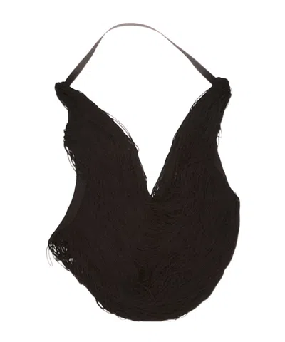 Attico Black V-neck One-piece Swimsuit In Black