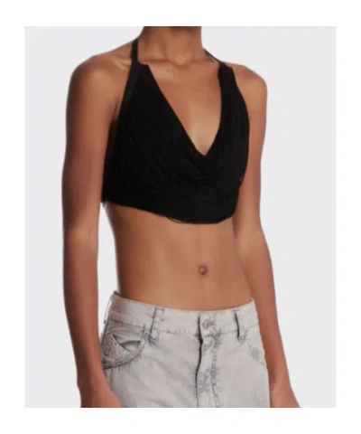 Attico Black V-neck One-piece Swimsuit In Black