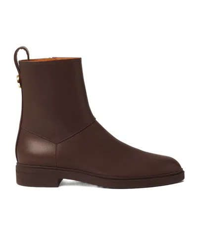 Loro Piana Kilda Paneled Leather Ankle Boots In Brown