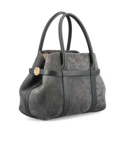 Loro Piana Logo Debossed Top Handle Bag