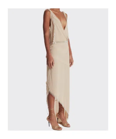 Attico Asymmetric Midi Dress In Neutral