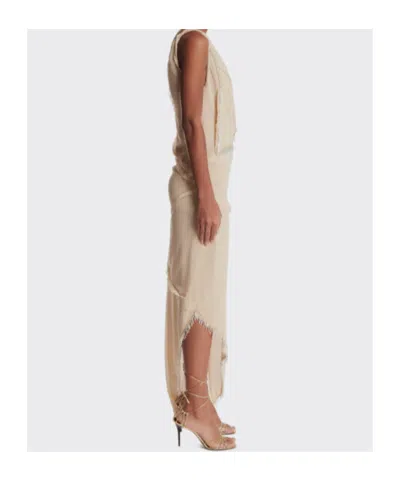 Attico Asymmetric Midi Dress In Neutral