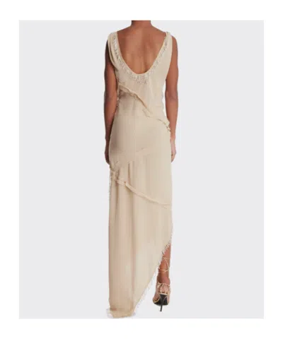 Attico Asymmetric Midi Dress In Neutral