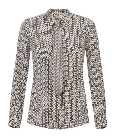 Elisabetta Franchi Geometric Pattern Shirt With Tailored Fit In Neutral