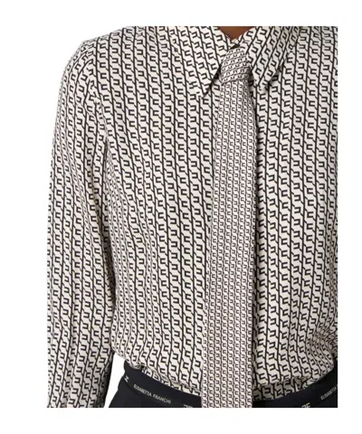 Elisabetta Franchi Geometric Pattern Shirt With Tailored Fit In Neutral
