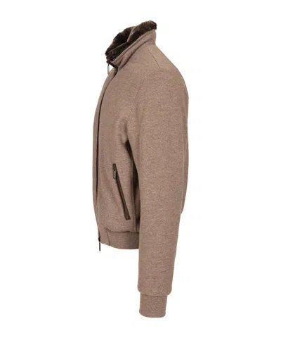 Moorer Boudin Quilted Goose Down Padded Bomber Jacket In Brown