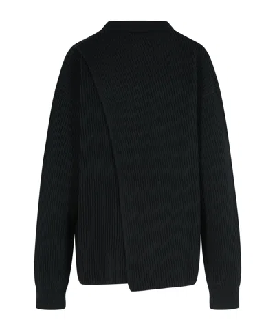 Jil Sander Wool Crew Neck Sweater With Asymmetric Detail