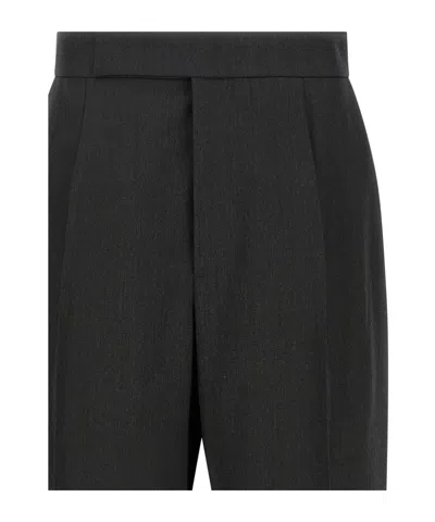 Fear Of God Herringbone Patterned Wool Pants With Relaxed Fit In Black