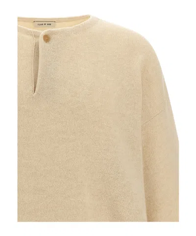 Fear Of God Sweater Keyhole Neckline Button Detail In Neutral