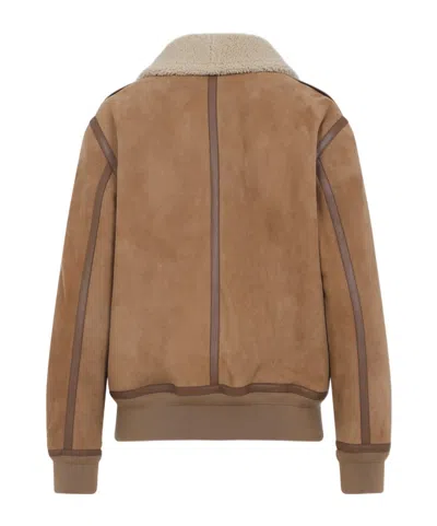 Ralph Lauren Shearling-collared Bomber Jacket In Brown