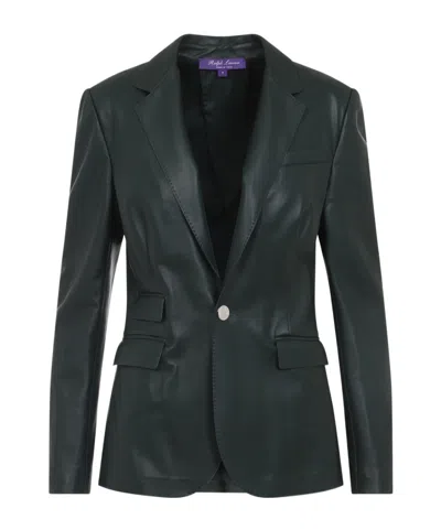 Ralph Lauren Parker Blazer Lamb Leather Jacket In Green