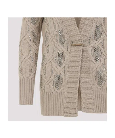 Ermanno Scervino Cable Knit Cardigan Crystal Embellishments