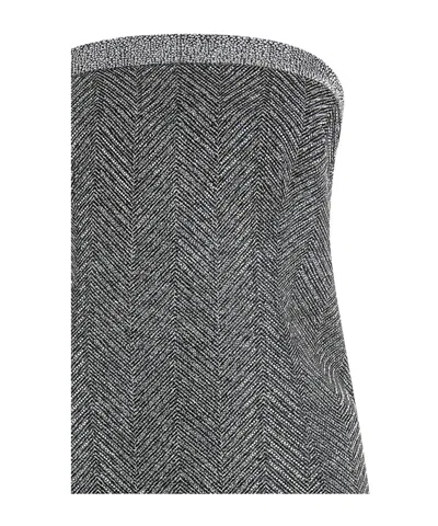 Ermanno Scervino Rhinestone-embellishment Herringbone-pattern Maxi Dress In Gray