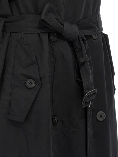 Balenciaga Stole Trench Coat Belted Waist In Black