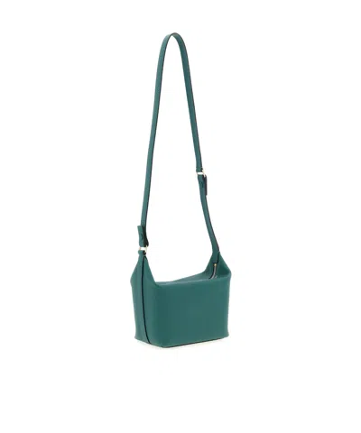 Valextra Mini Handbag Adjustable Strap Textured Finish In Green