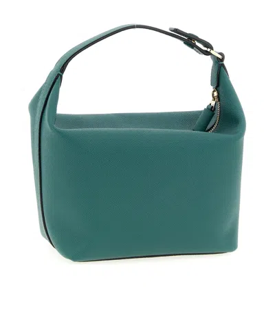 Valextra Mini Handbag Adjustable Strap Textured Finish In Green