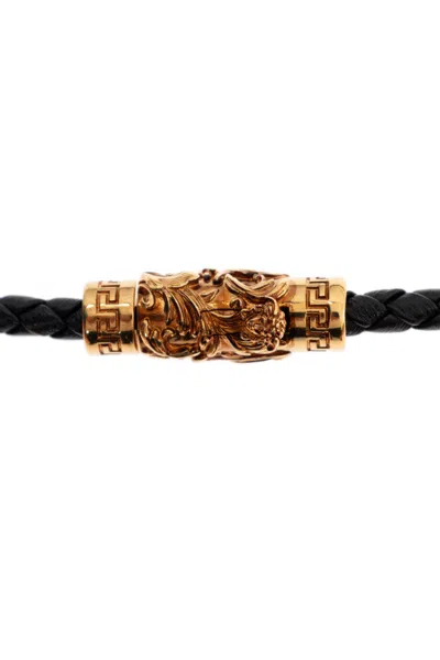 Versace Braided Leather Medusa Necklace