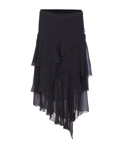 Isabel Marant Étoile Layered Sheer Skirt With Ruffled Flounces In Blue