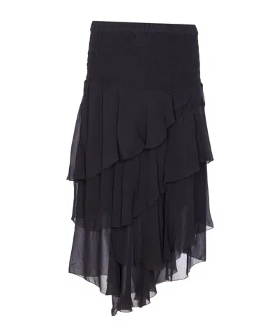 Isabel Marant Étoile Layered Sheer Skirt With Ruffled Flounces In Blue