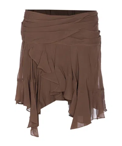 Isabel Marant Étoile Vibrant Green Skirt With Minimalistic Silhouette In Brown