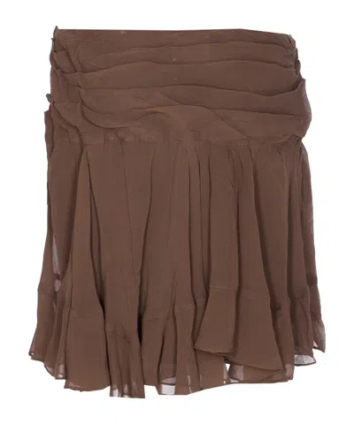 Isabel Marant Étoile Vibrant Green Skirt With Minimalistic Silhouette In Brown