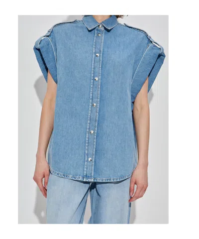 Iro Wide Shoulder Denim Jacket In Blue