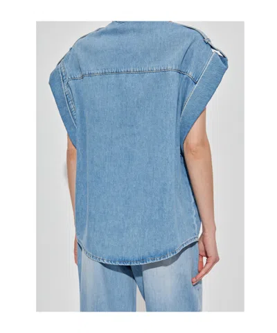 Iro Wide Shoulder Denim Jacket In Blue
