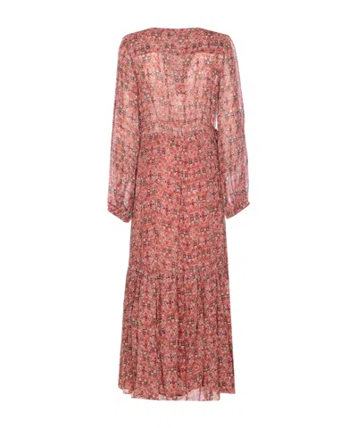 Isabel Marant Étoile Printed Button Detail Drawstring Flounced Lightweight V-neck Dress