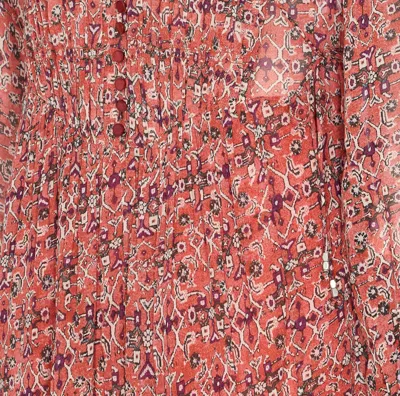 Isabel Marant Étoile Printed Button Detail Drawstring Flounced Lightweight V-neck Dress