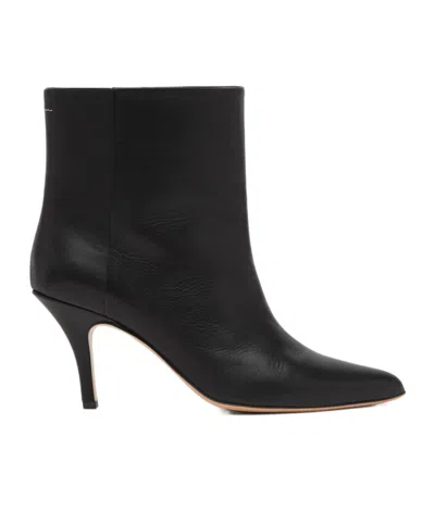 Mm6 Maison Margiela Pointed Toe Stiletto Heel Ankle Boot In Black