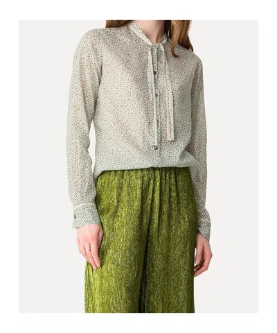 Forte Forte Les Petits Pois Shirt In Voile With Bow Detail In Green