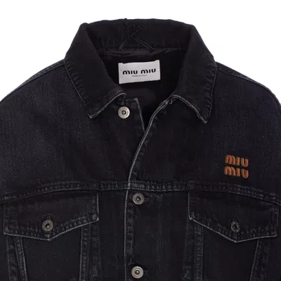 Miu Miu Long Sleeve Casual Denim Jacket In Black