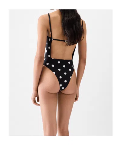 Jacquemus Polka Dot Print One Piece Swimsuit In Black