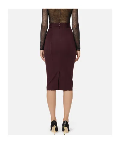 Elisabetta Franchi Skirt In Bi-elastic Fabric With Jewel Logo In Burgundy