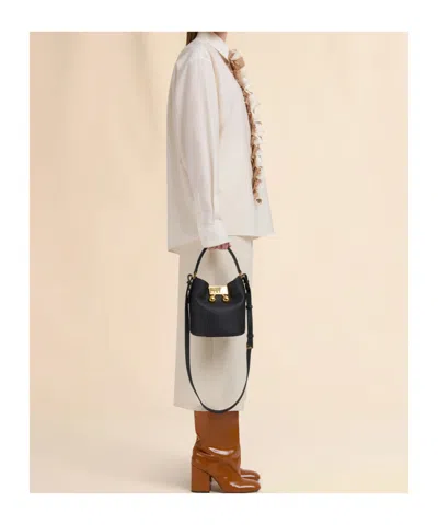 Marni Womens 00n99 Trunkeroo Bucket Leather Shoulder Bag In Black