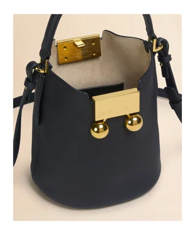 Marni Womens 00n99 Trunkeroo Bucket Leather Shoulder Bag In Black