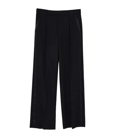 Emporio Armani Pleated Side-stripe Trousers In Black