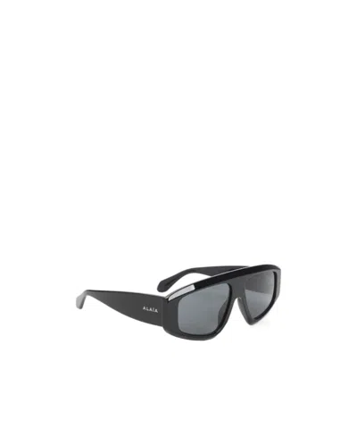 Alaïa Rectangular Frame Sunglasses Dark Lenses In Black