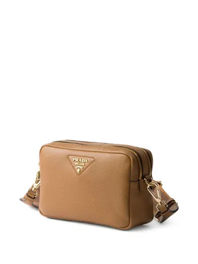 Prada Shoulder Bag With Adjustable Strap And Gold-tone Hardware In Brown