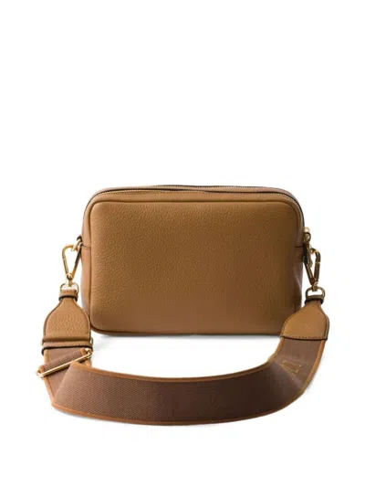 Prada Shoulder Bag With Adjustable Strap And Gold-tone Hardware In Brown